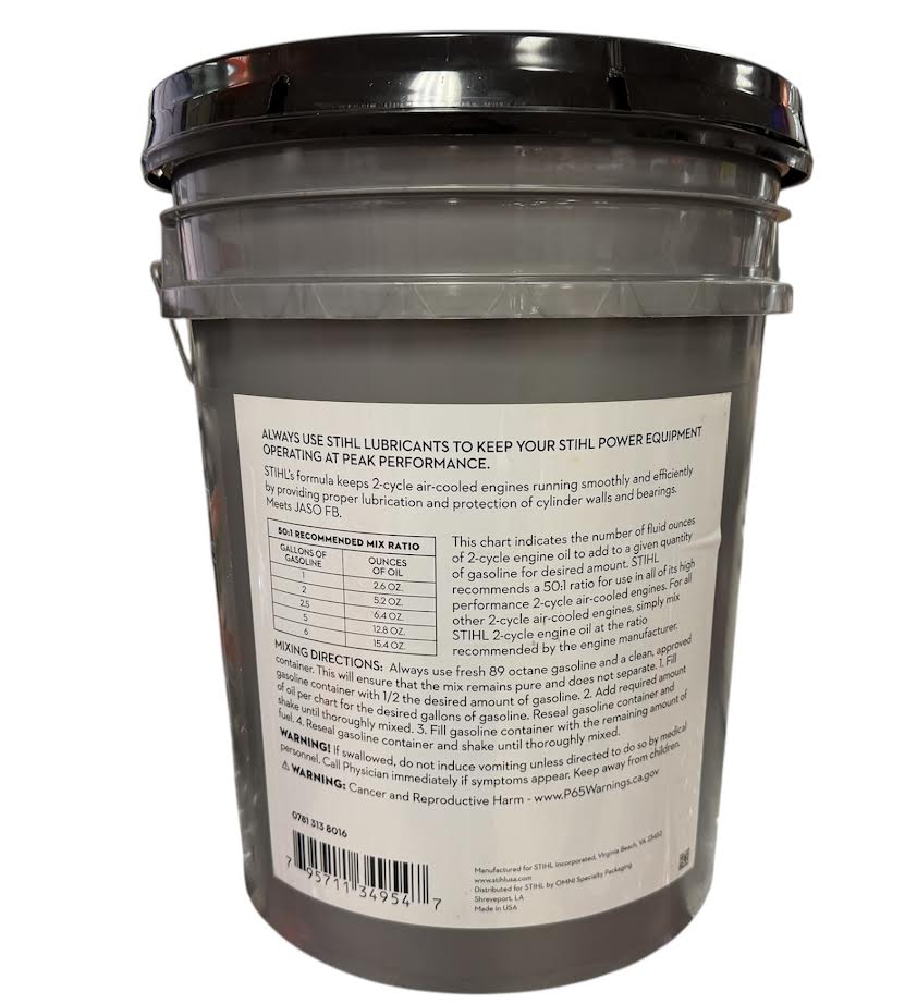 0781 313 8016 – Mix Oil, 5 Gallon Pail, Grey Bucket – STIHL Genuine OEM
