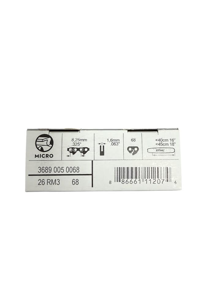 3689 005 0068 Stihl 26RM3 Rapid Micro .325" Chainsaw Chain — 68 Drive Links Semi-Chisel Genuine OEM Part