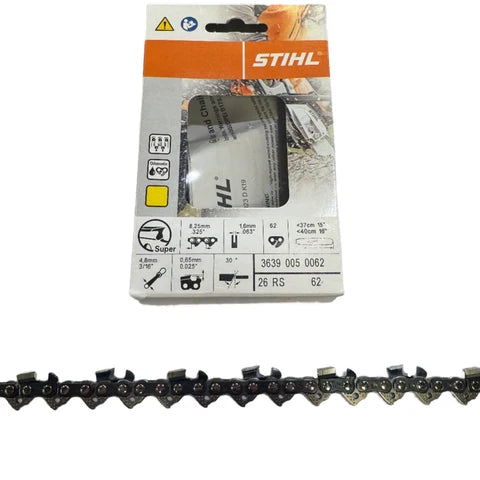 26RS-62 – STIHL 16" RAPID™ Super (RS) Saw Chain (.325" Pitch, .063" Gauge, 62 Drive Links)
