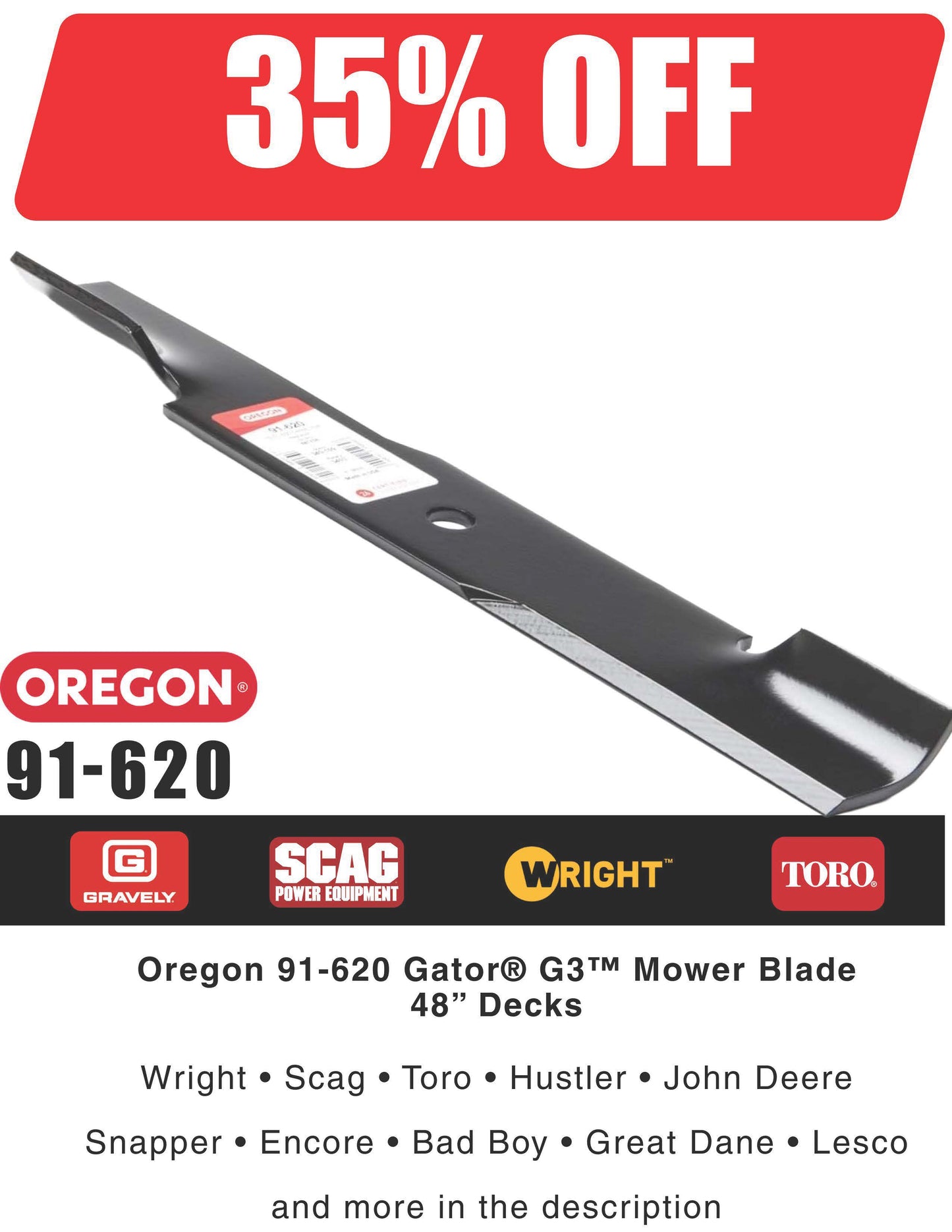 Oregon 91-620 Gator® G3™ Mower Blade Set – 48” Decks