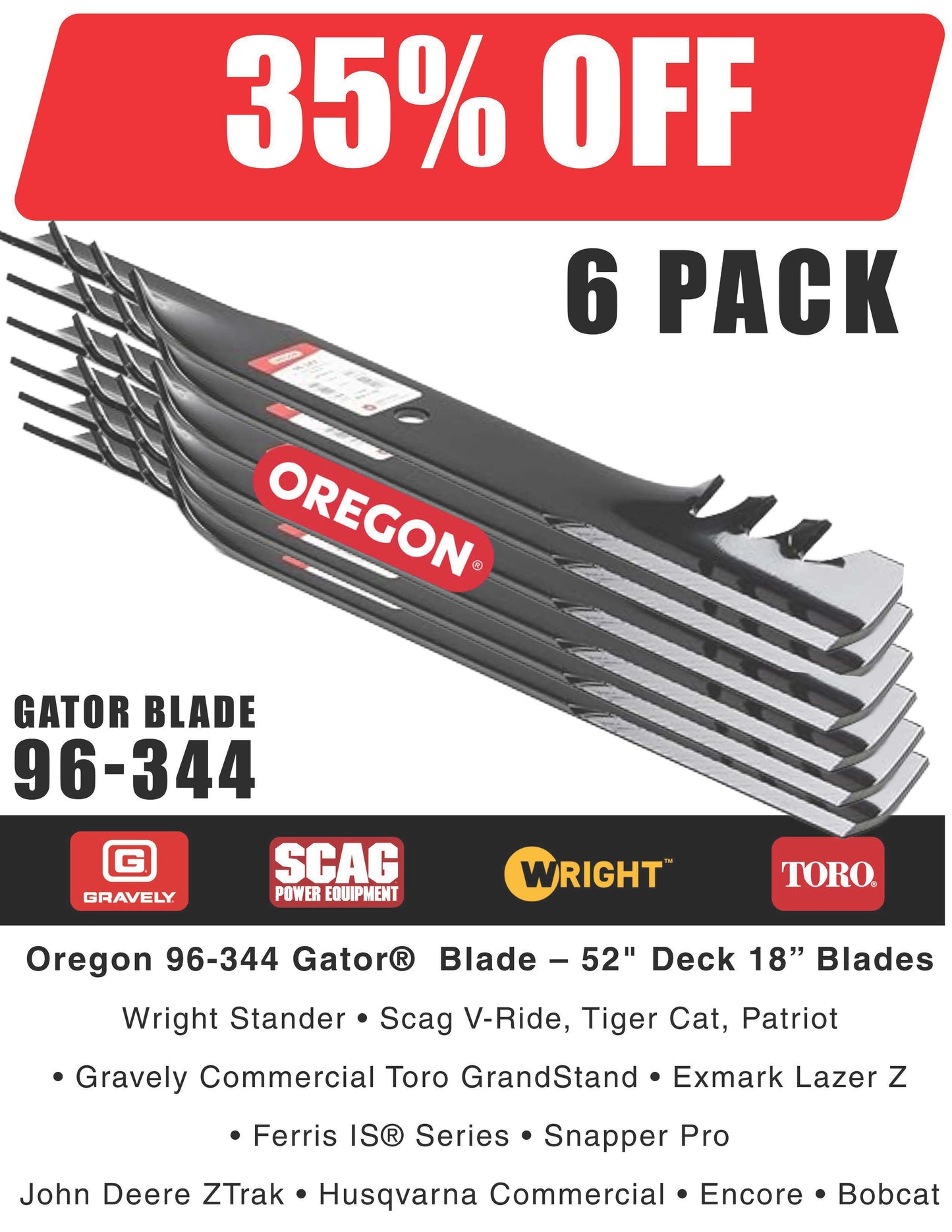 96-344 – Oregon Gator® G3™ 18” Mulching Blade for 52” and 36” Mower Decks