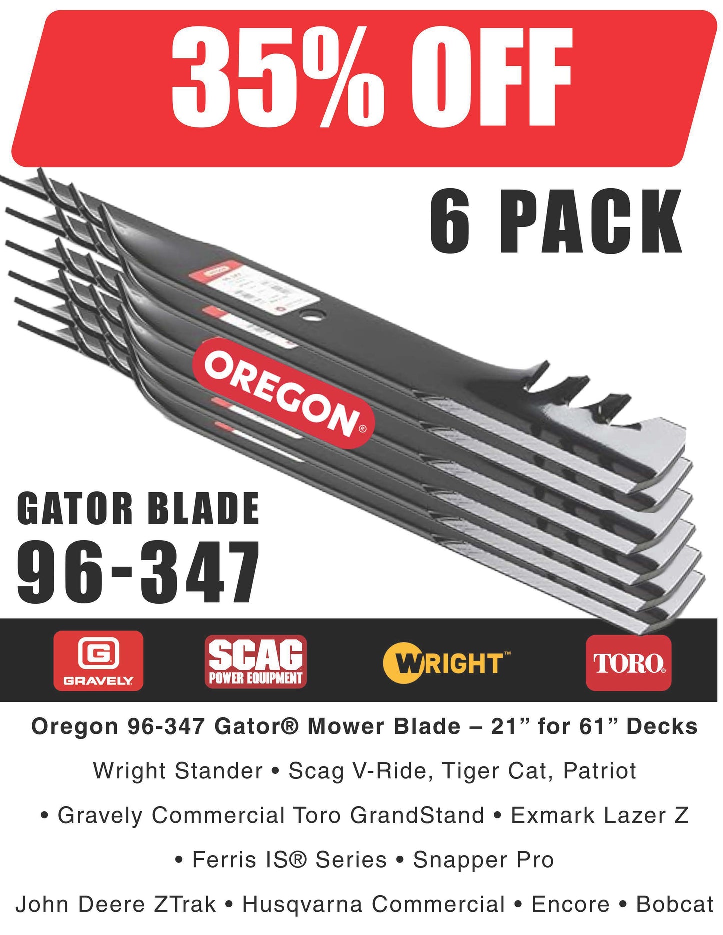 96-347 – Oregon Gator® G3™ 21” Mulching Blade for 61” Commercial Mower Decks