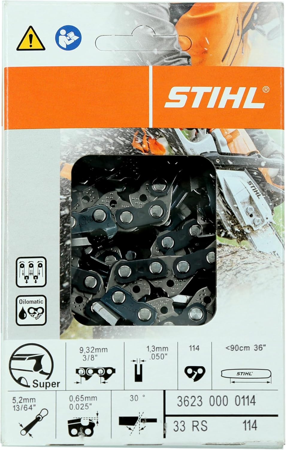 3623 005 0114 STIHL 33RS Saw Chain – 3/8” Pitch, .050” Gauge, 114 Drive Links (36”)