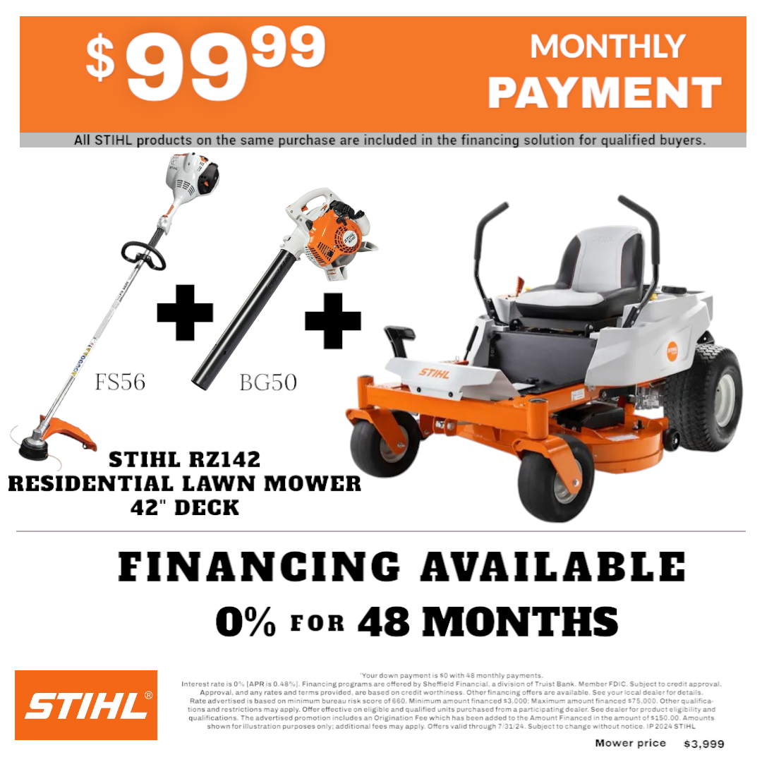 Stihl RZ142 Lawn Mower Bundle + Trimmer FS56+ Blower BG50