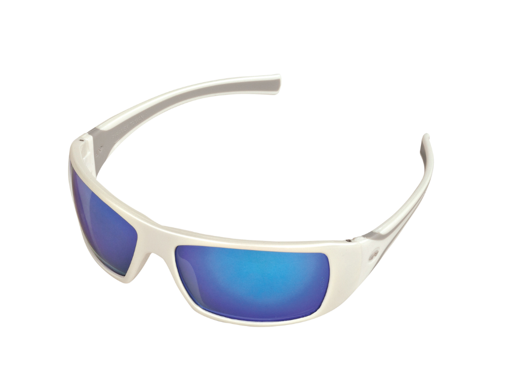 7010 884 0366 STIHL White Ice Safety Glasses – Blue Mirror Lenses