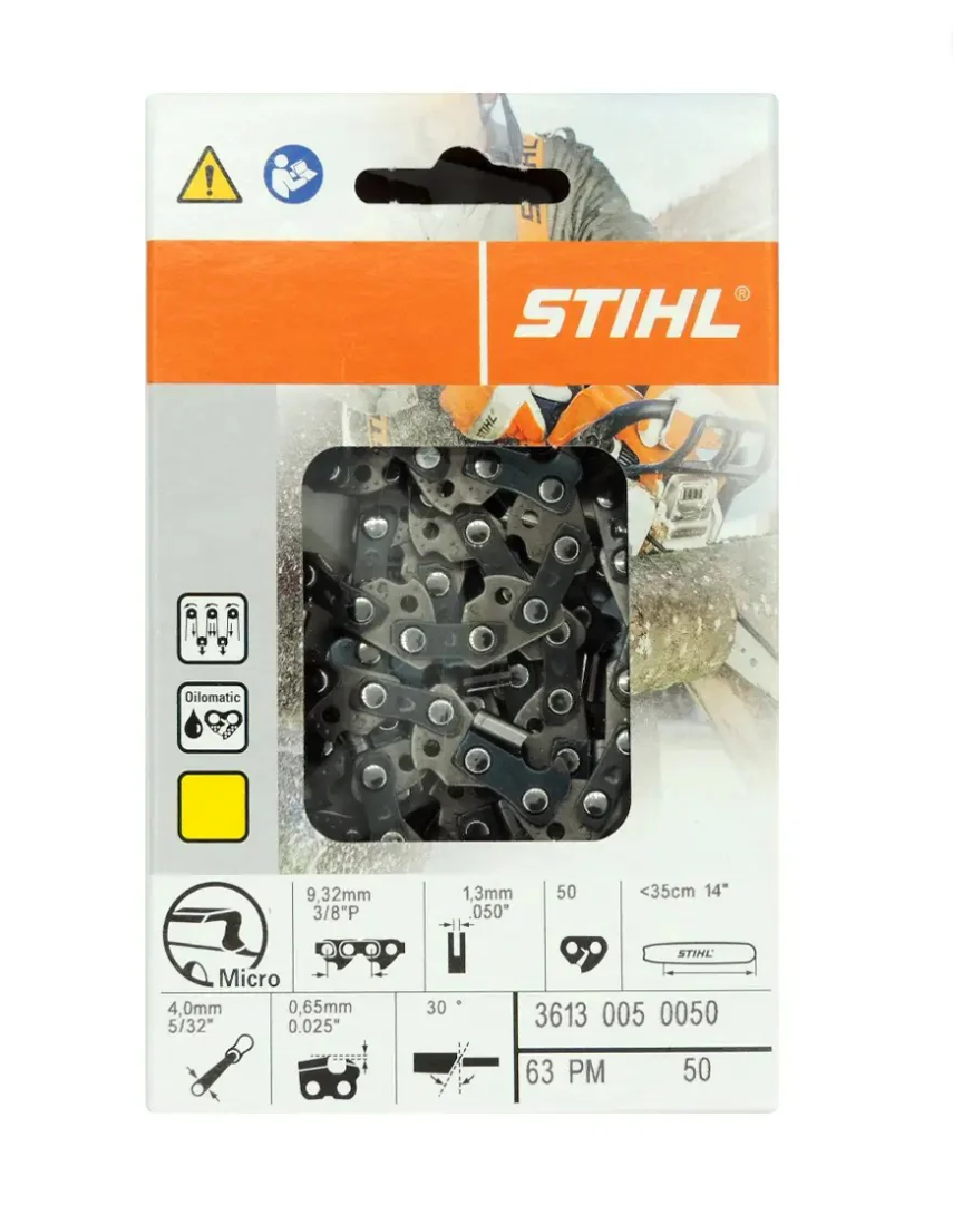 3613 005 0050 – STIHL 14" Saw Chain, 3/8" Picco Pitch, .050" Gauge, 50 Drive Links – 63 PM3 Series