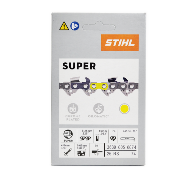 3639 005 0074 STIHL 26RS Saw Chain – .325” Pitch, .063” Gauge, 74 Drive Links (20”)