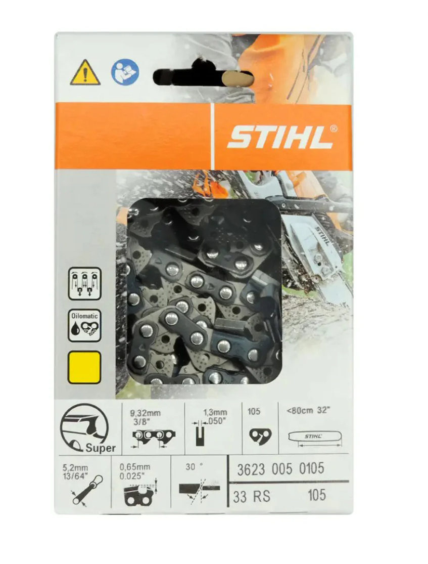 3623 005 0105 STIHL 33RS Saw Chain – 3/8” Pitch, .050” Gauge, 105 Drive Links (32”)
