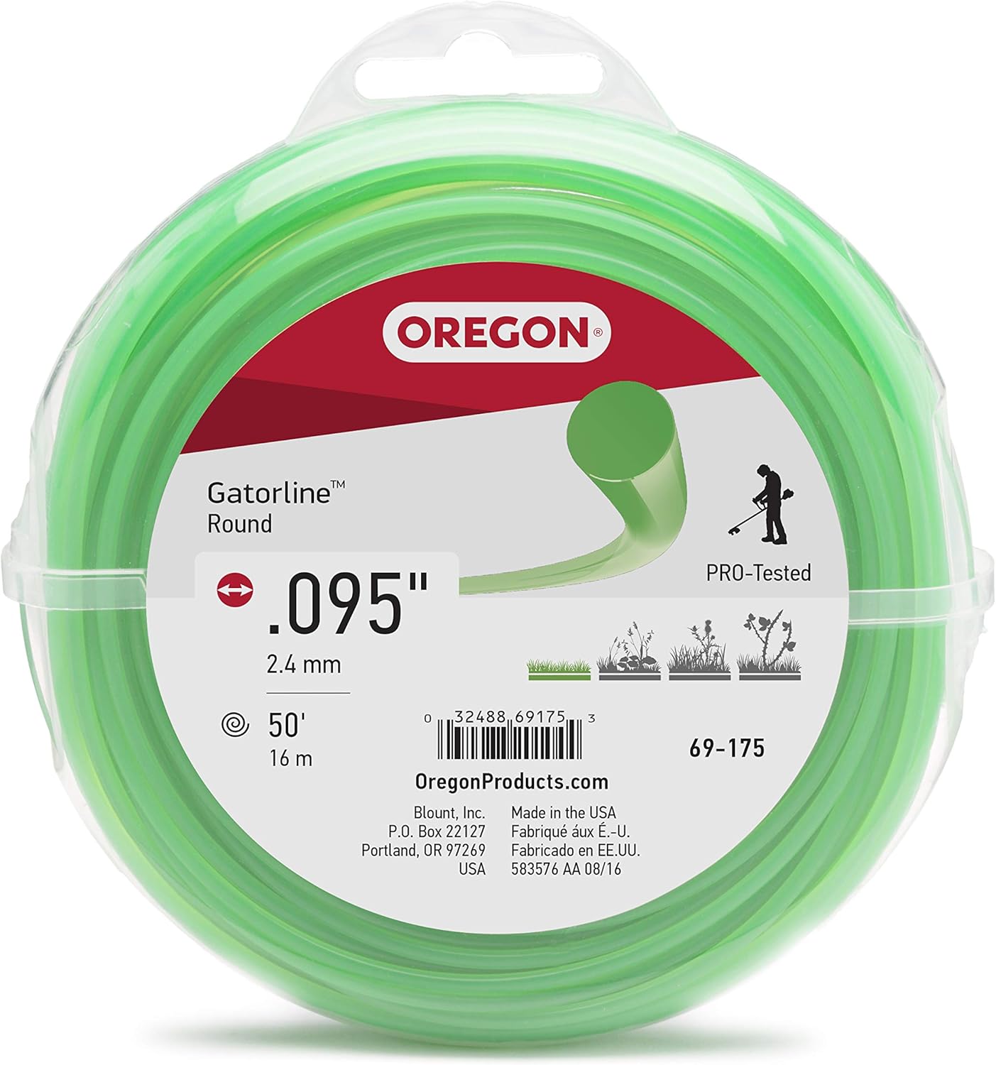 69-175 Oregon Gatorline Trimmer Line – Magnum SuperTwist .105”, 3 lb Spool