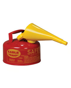 1 Gallon Steel Safety Can for Flammables, Type I, Flame Arrester, Funnel, Red - UI10FS