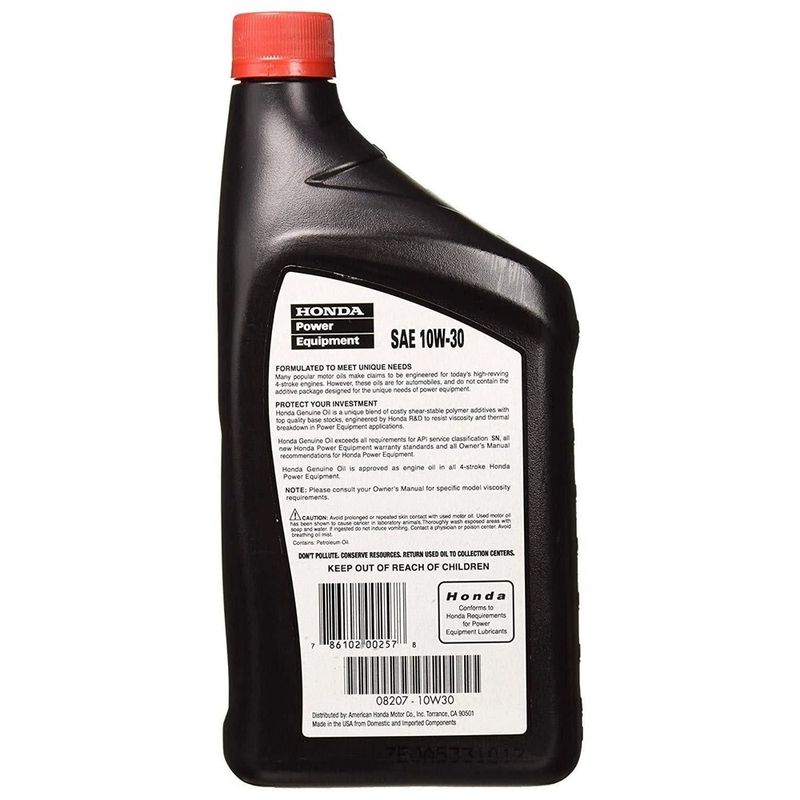 08207-10W30 – Honda® 4-Cycle Engine Oil, SAE 10W-30 (3.25 oz)