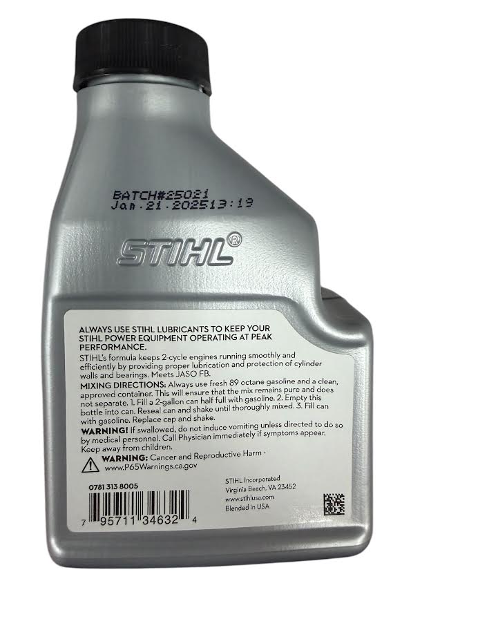 0781 313 8005 – Ultra Synthetic 2-Cycle Engine Oil, 5.2 oz (Makes 2 Gallons) – STIHL Genuine OEM