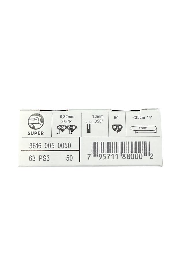 3616 005 0050 Stihl 63PS3 14" Chainsaw Chain — 50 Drive Links 3/8P .050 Genuine OEM Replacement