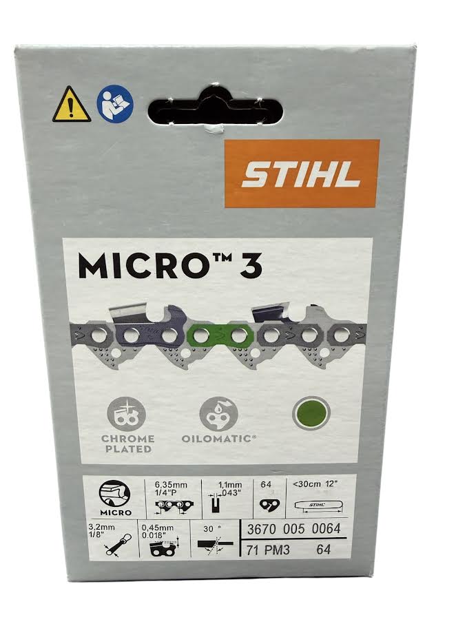 3670 005 0064 Stihl 71PM3 Picco Micro Chainsaw Chain — 64 Drive Links Genuine OEM Part