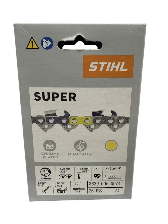 3639 005 0074 Stihl 26RS Super .325" Chainsaw Chain — 74 Drive Links Full Chisel Genuine OEM Part