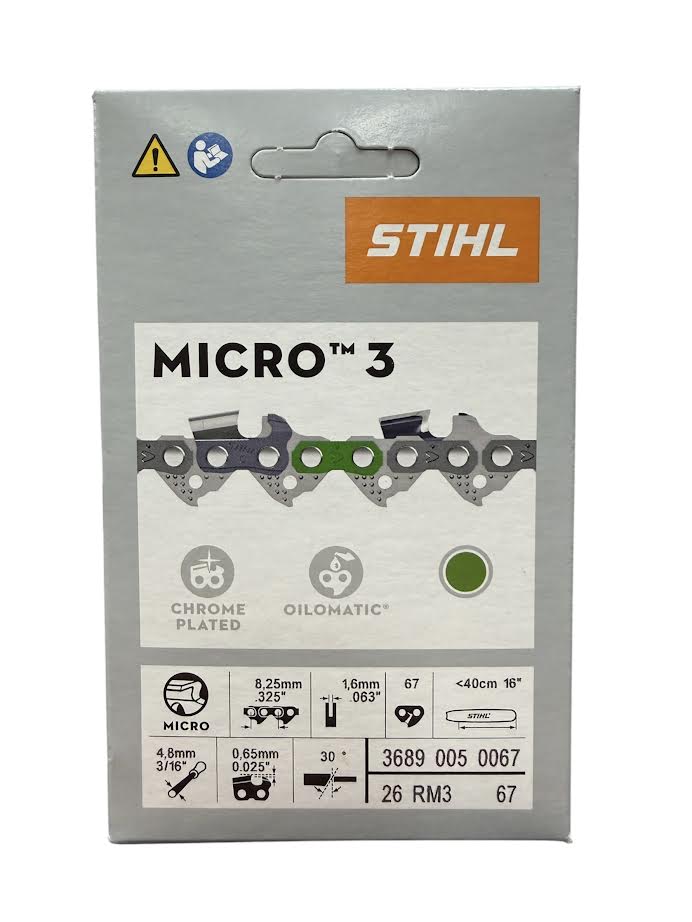 3689 005 0067 Stihl 26RM3 Rapid Micro .325" Chainsaw Chain — 67 Drive Links Semi-Chisel Genuine OEM Part