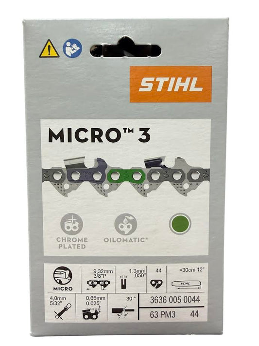 3636 005 0044 Stihl Picco 12" Chainsaw Chain — 44 Drive Links Semi-Chisel Genuine OEM Part