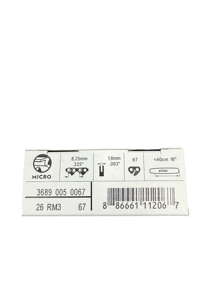 3689 005 0067 Stihl 26RM3 Rapid Micro .325" Chainsaw Chain — 67 Drive Links Semi-Chisel Genuine OEM Part