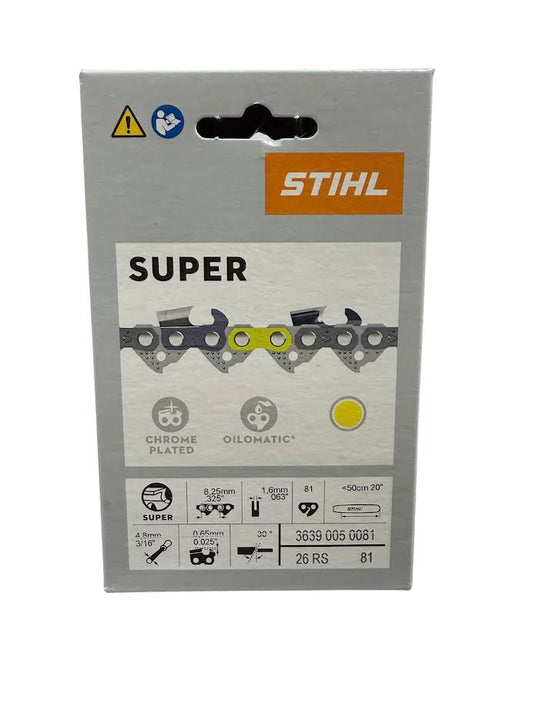 3639 005 0081 Stihl 26RS Super .325" Chainsaw Chain — 81 Drive Links Full Chisel Genuine OEM Part
