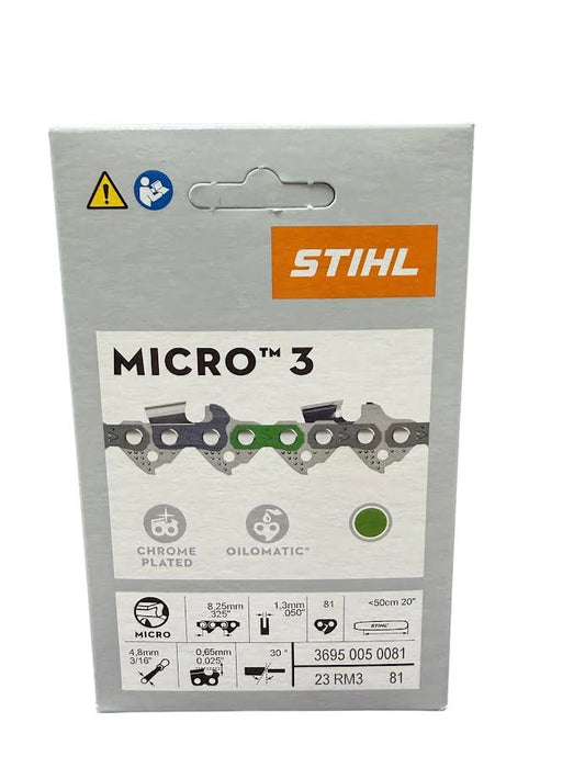 3695 005 0081 Stihl 23RM3 Rapid Micro .325" Chainsaw Chain — 81 Drive Links Semi-Chisel Genuine OEM Part
