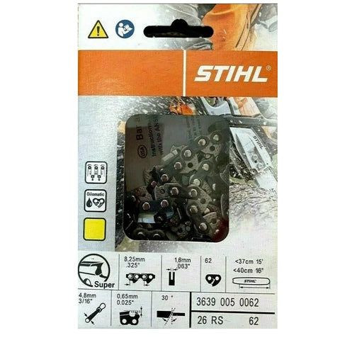 26RS-62 – STIHL 16" RAPID™ Super (RS) Saw Chain (.325" Pitch, .063" Gauge, 62 Drive Links)