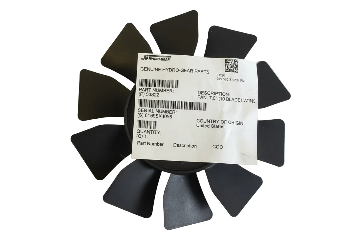 53822 – Hydro-Gear Cooling Fan 7.0" (10-Blade) w/Insert (OEM-Spec)