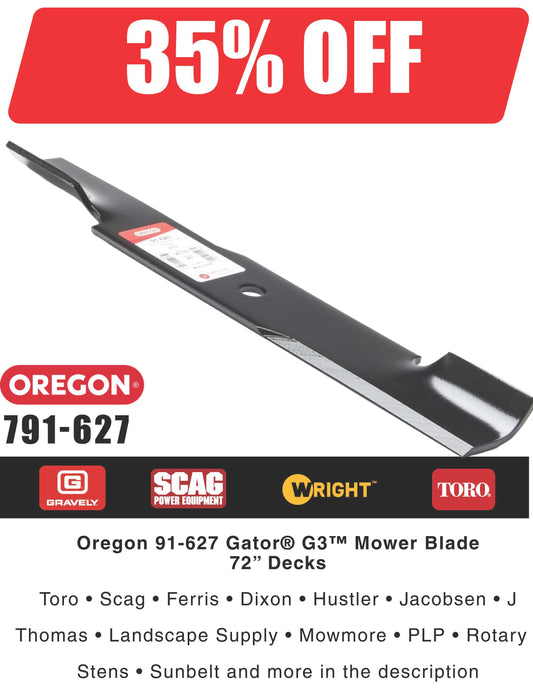 791-627 – Set of 9 Oregon 24-1/2" High-Lift Blades for 72" Mowers