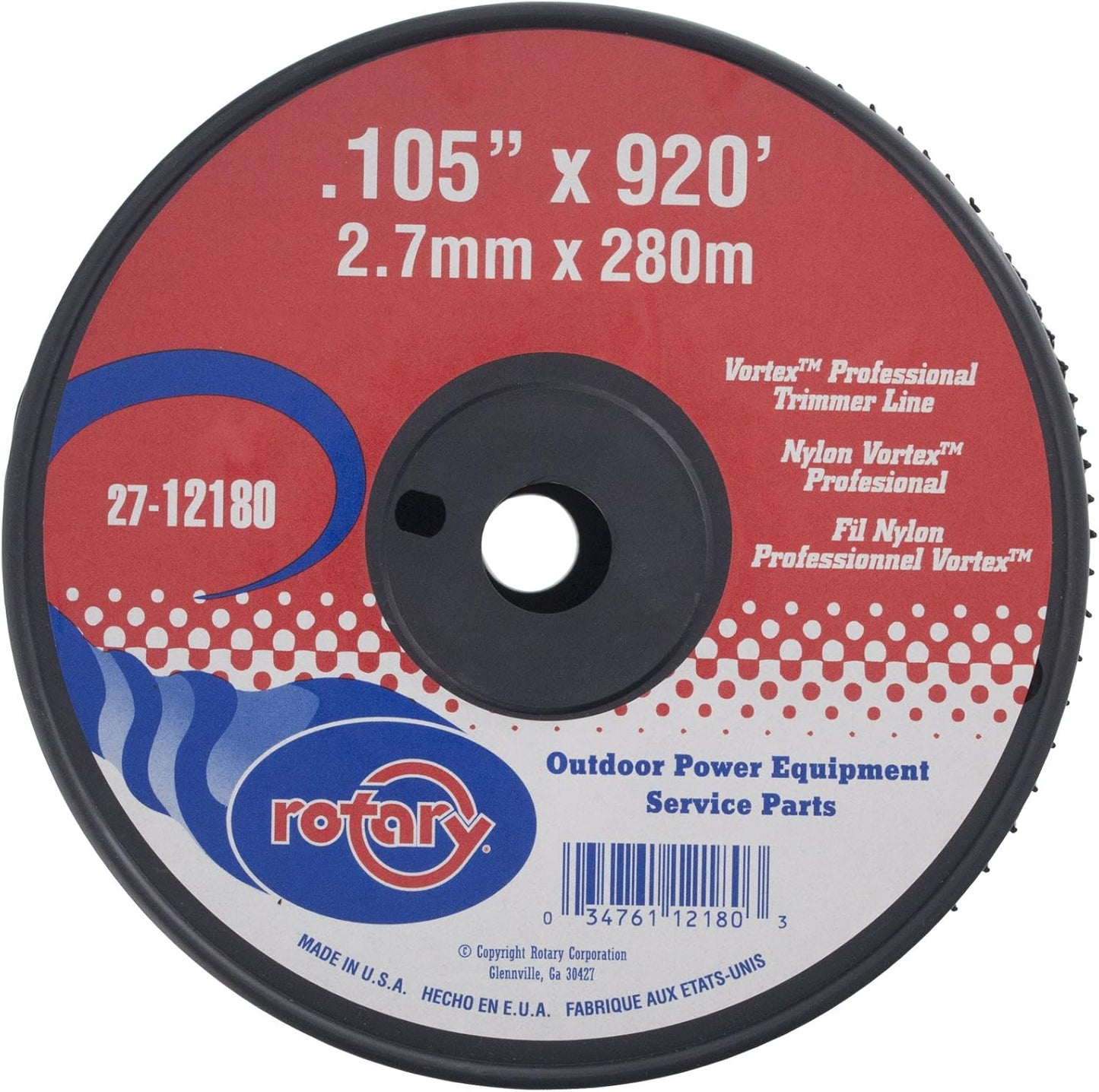 12180 – Rotary Trimmer Line .105", 5 lb Spool, Black Vortex | Genuine OEM Rotary Part