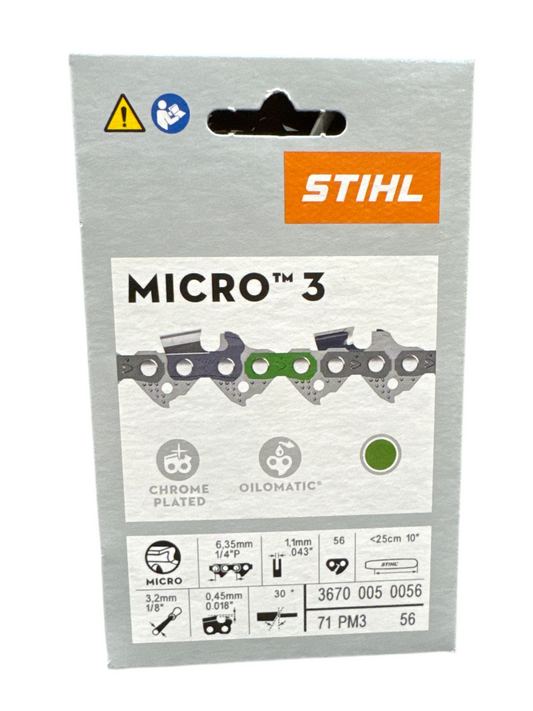 3670 005 0056 STIHL 71PM3-56 Chainsaw Chain – 10" Bar, 1/4" Pitch, .043" Gauge, 56 Drive Links