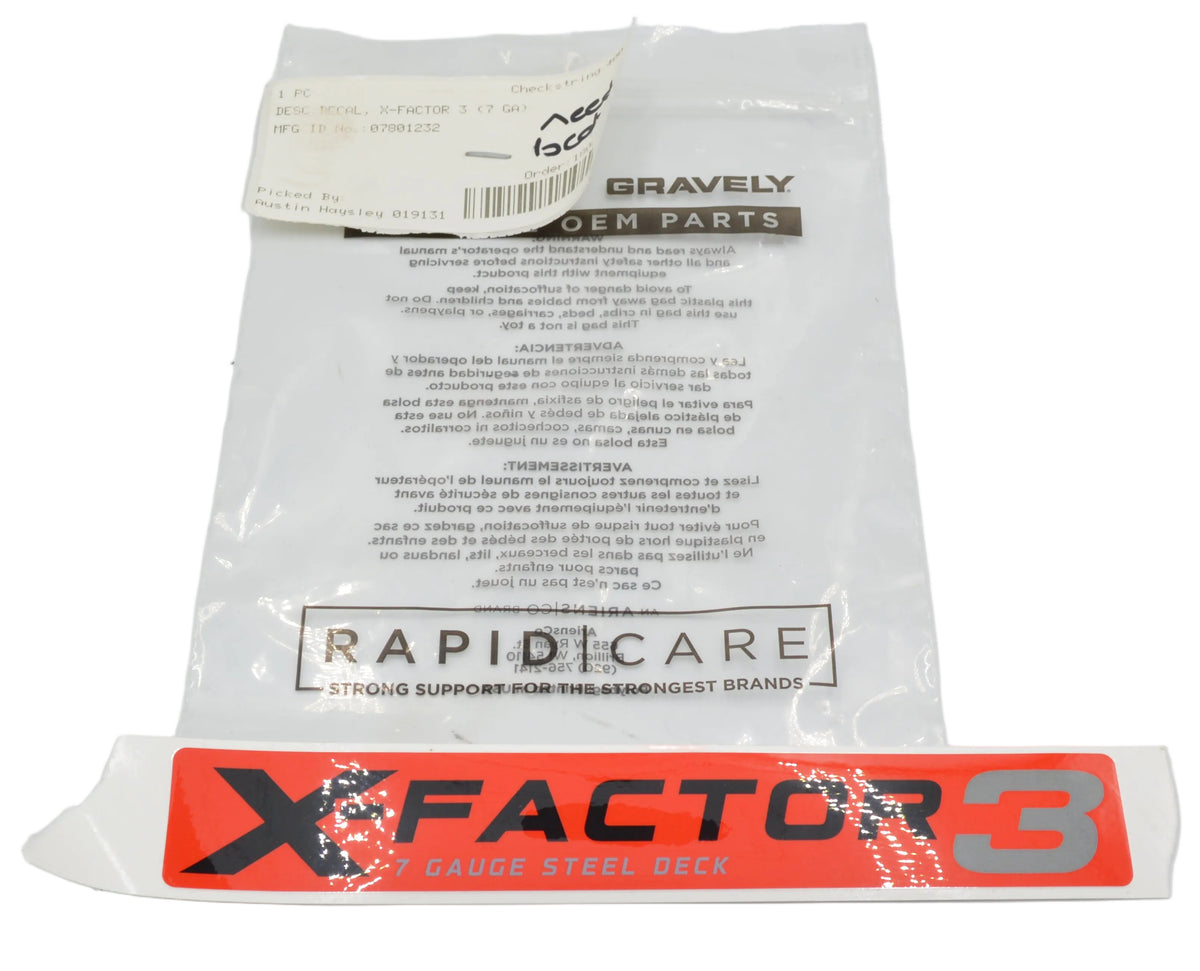 Ariens Gravely 07801232 X-Factor 3 Decal | 7 Gauge | Genuine OEM Replacement