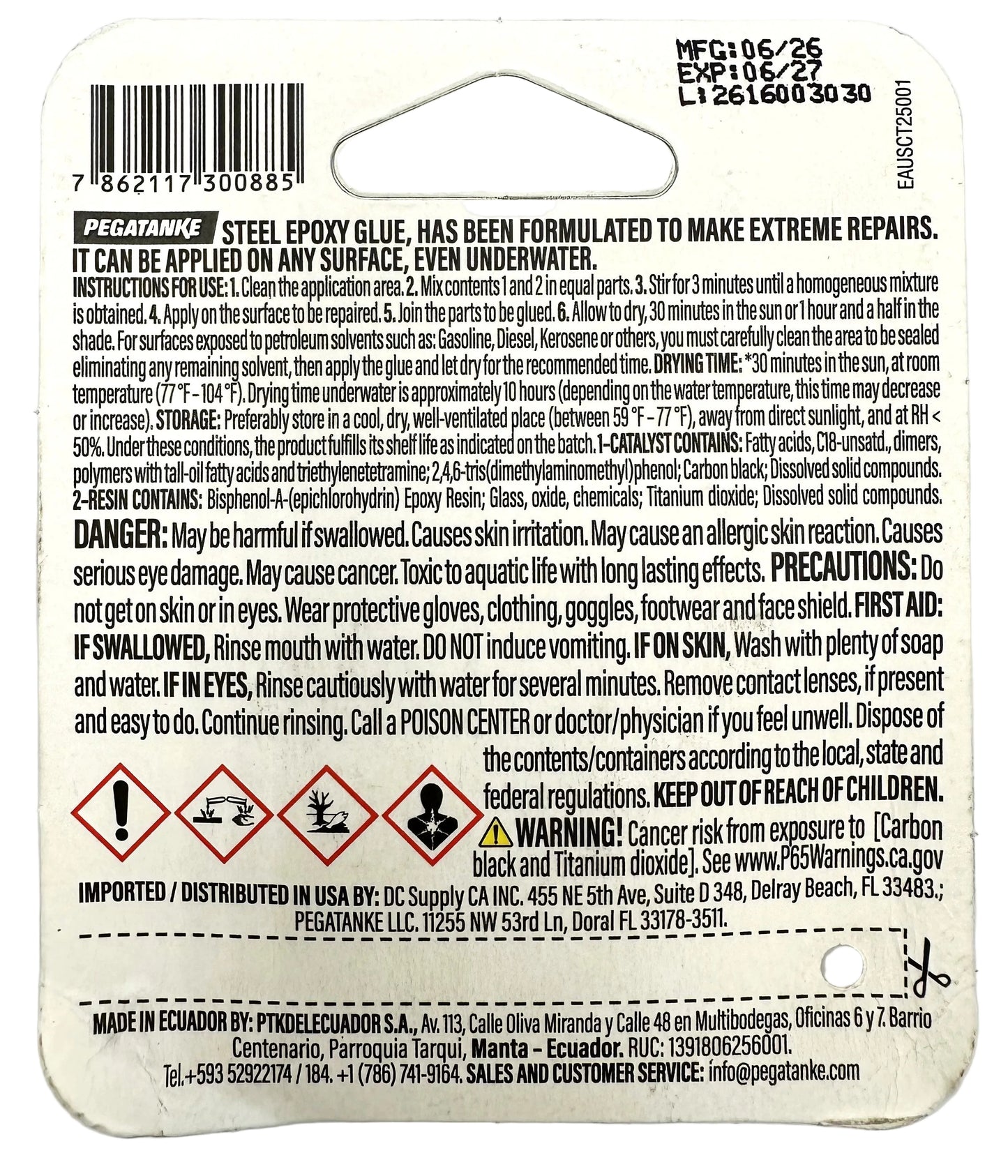 PEGATANKE® Steel Epoxy Glue | Professional Cold Welding | 1.15 fl. oz.