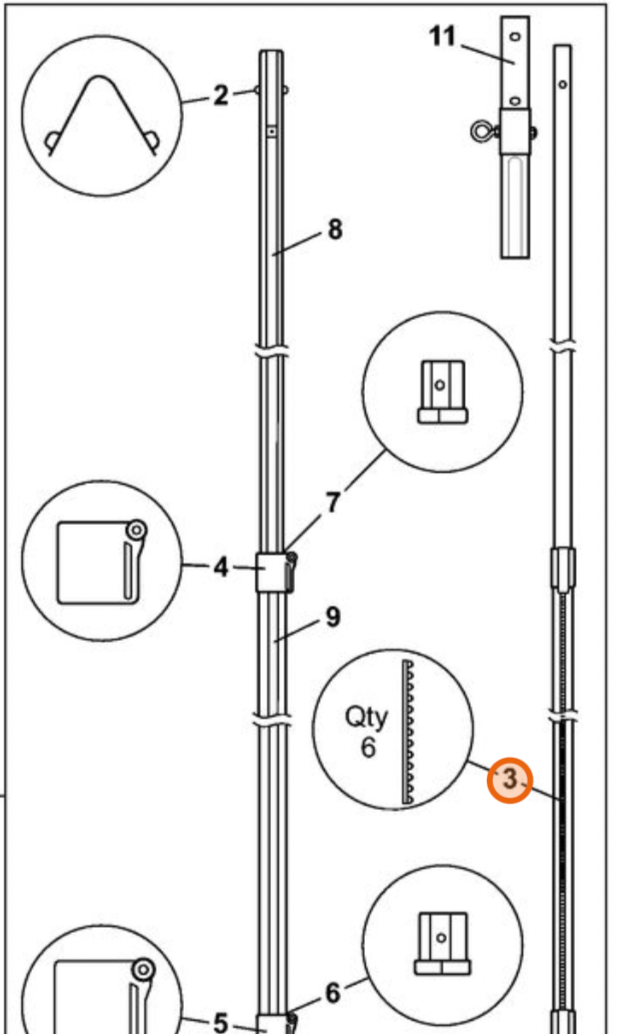 0000 882 2400 — STIHL Plastic Guide (Middle Pole Only)