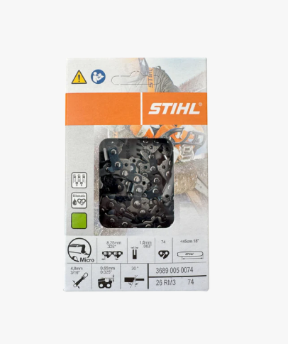 3689 005 0074 STIHL 26RM3 Saw Chain – .325” Pitch, .063” Gauge, 74 Drive Links (18”)