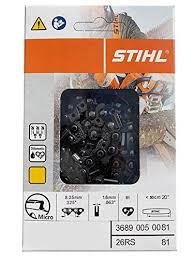 STIHL 3639 005 0081 Chainsaw Chain – 20" Bar | 3/8" Pitch | .050" Gauge | 81 Drive Links – 33RS (Rapid Super, Full Chisel)
