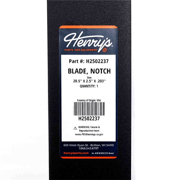 H2502237 Mower Blade | 20.5" x 2.5" x .203" | Standard-Lift Replacement Blade