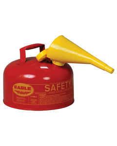 2 Gallon Steel Safety Can for Flammables, Type I, Flame Arrester, Funnel, Red - UI20FS