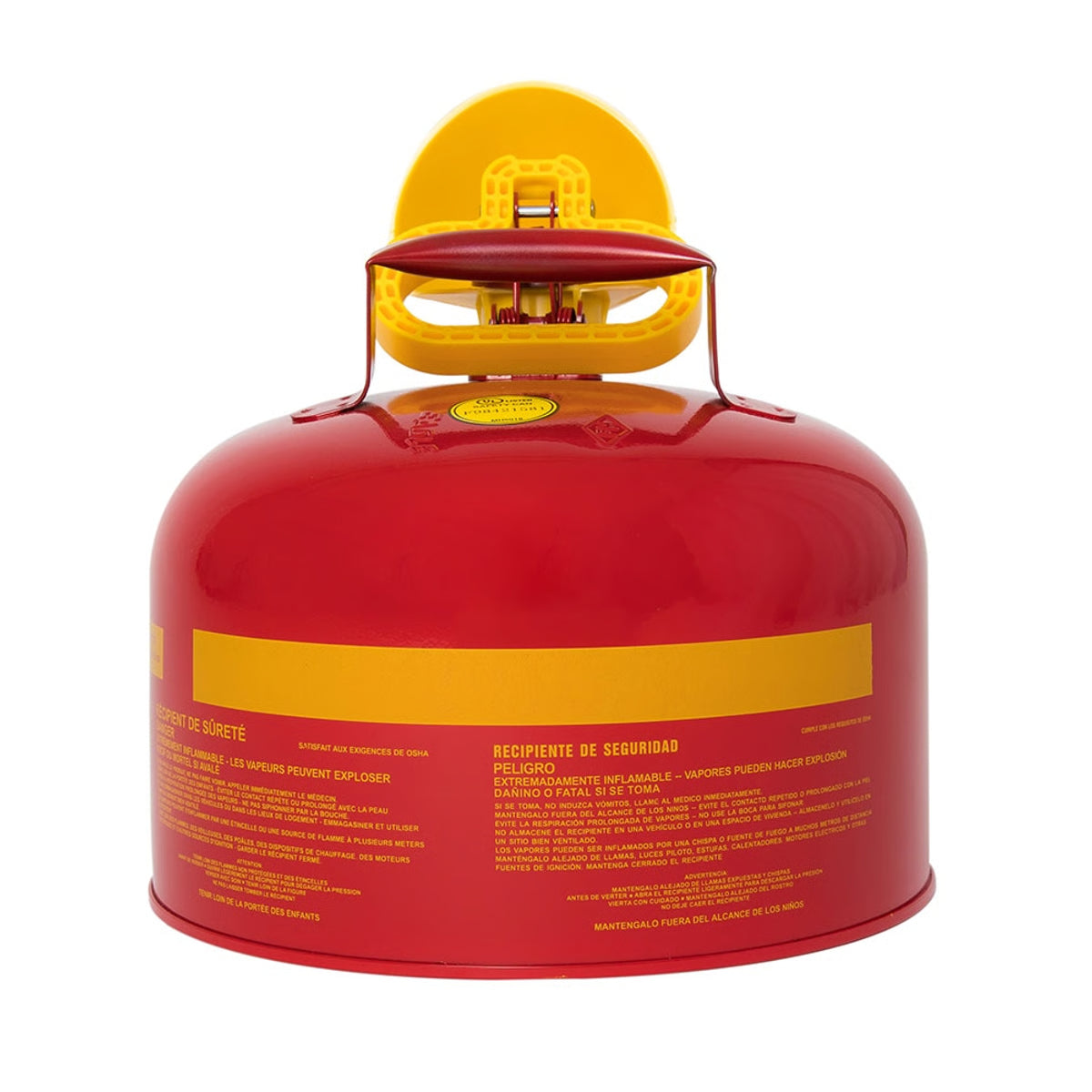 Justrite UI-25-FS 2.5 Gallon Type I Safety Fuel Can | Metal Gasoline Safety Can with Flame Arrester